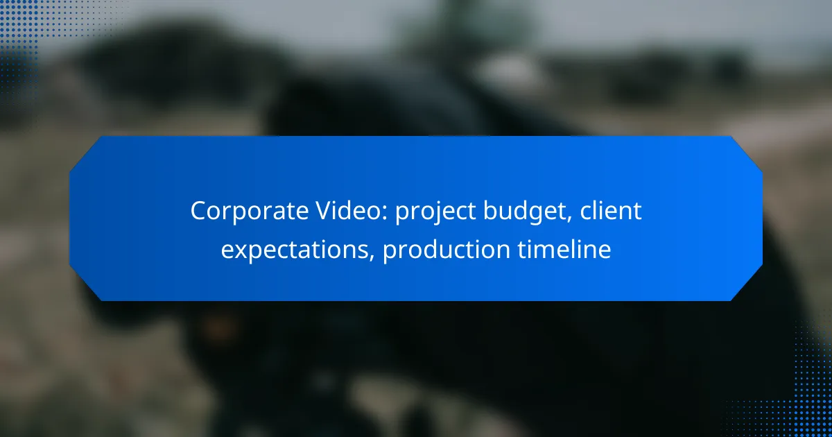 Corporate Video: project budget, client expectations, production timeline