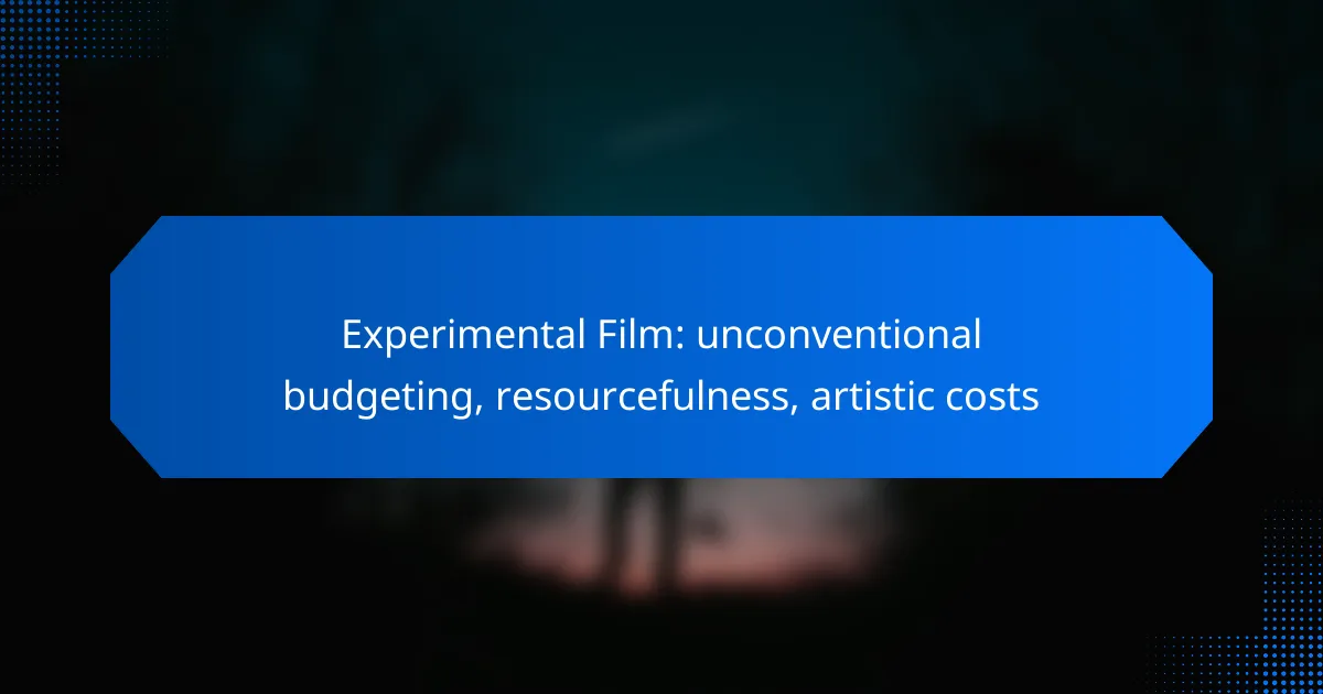 Experimental Film: unconventional budgeting, resourcefulness, artistic costs