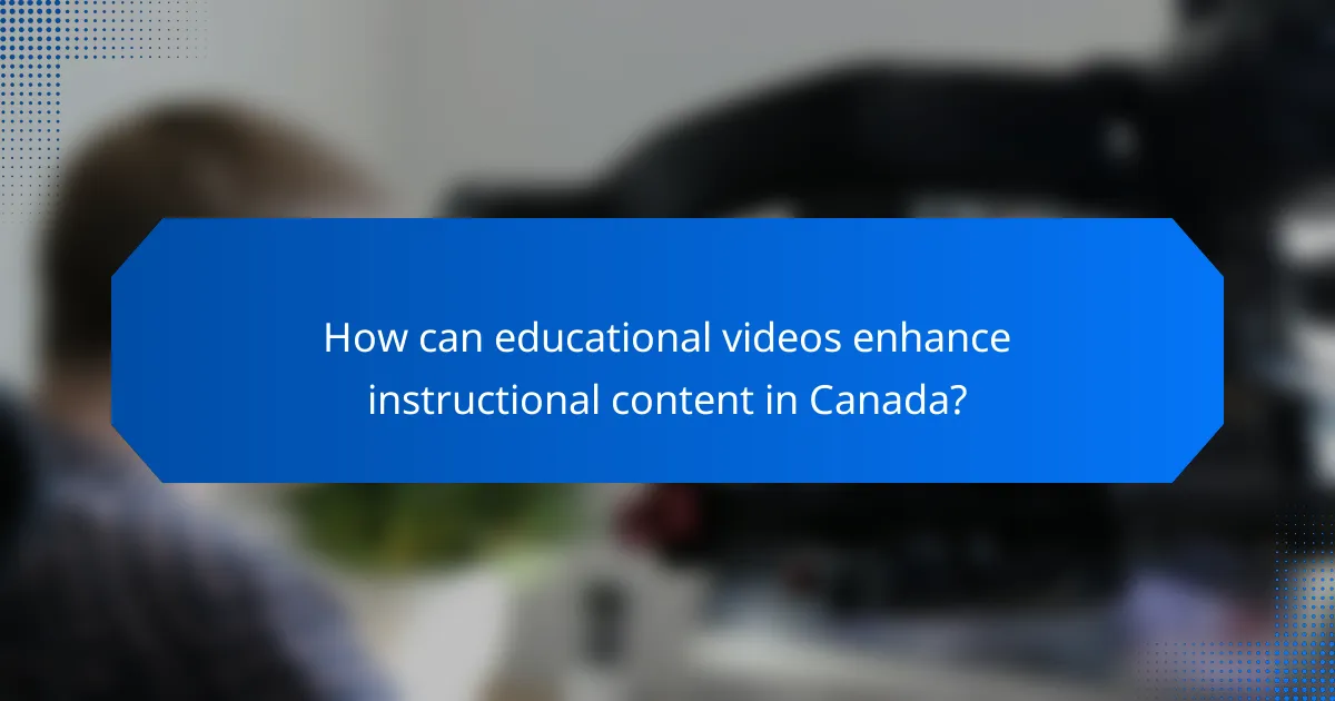 How can educational videos enhance instructional content in Canada?