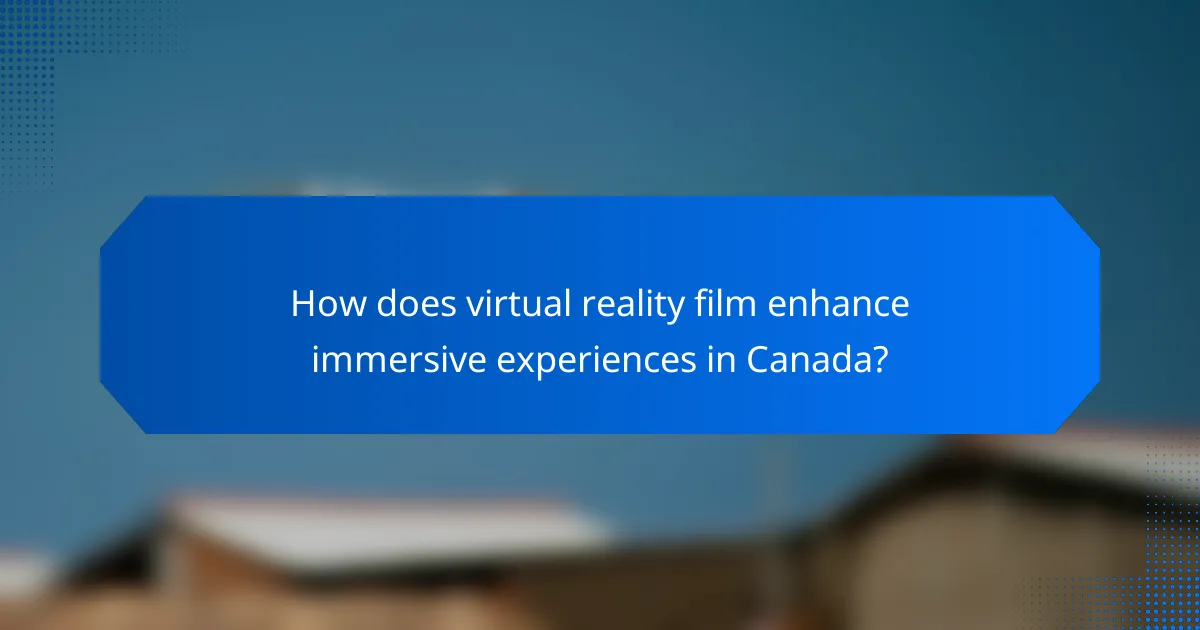 How does virtual reality film enhance immersive experiences in Canada?