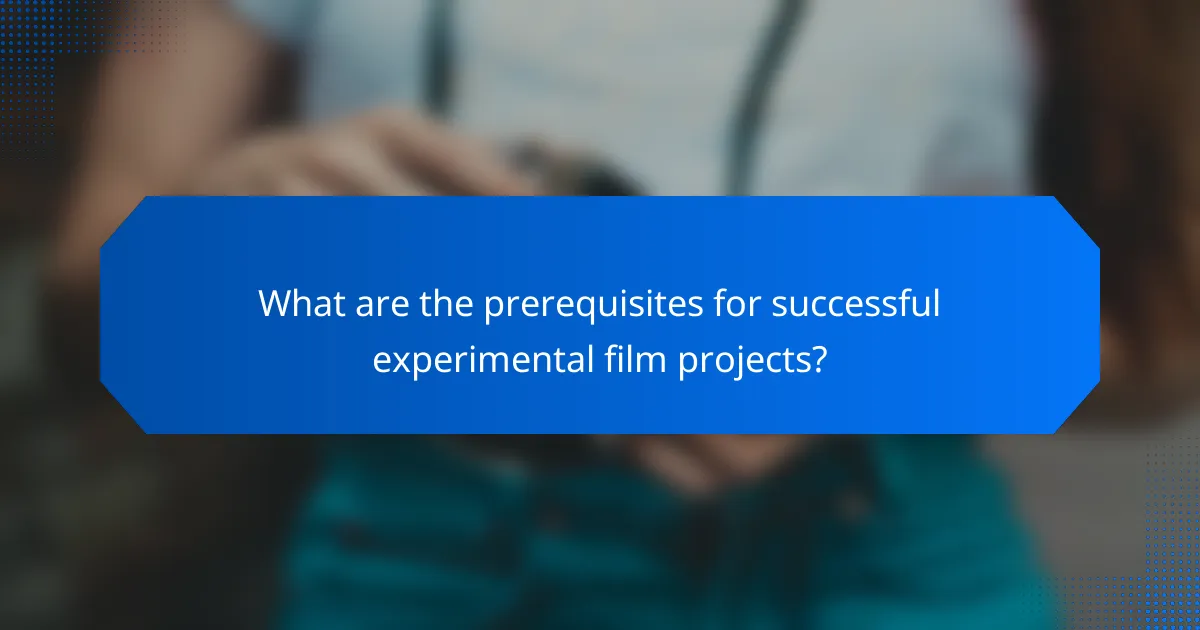 What are the prerequisites for successful experimental film projects?