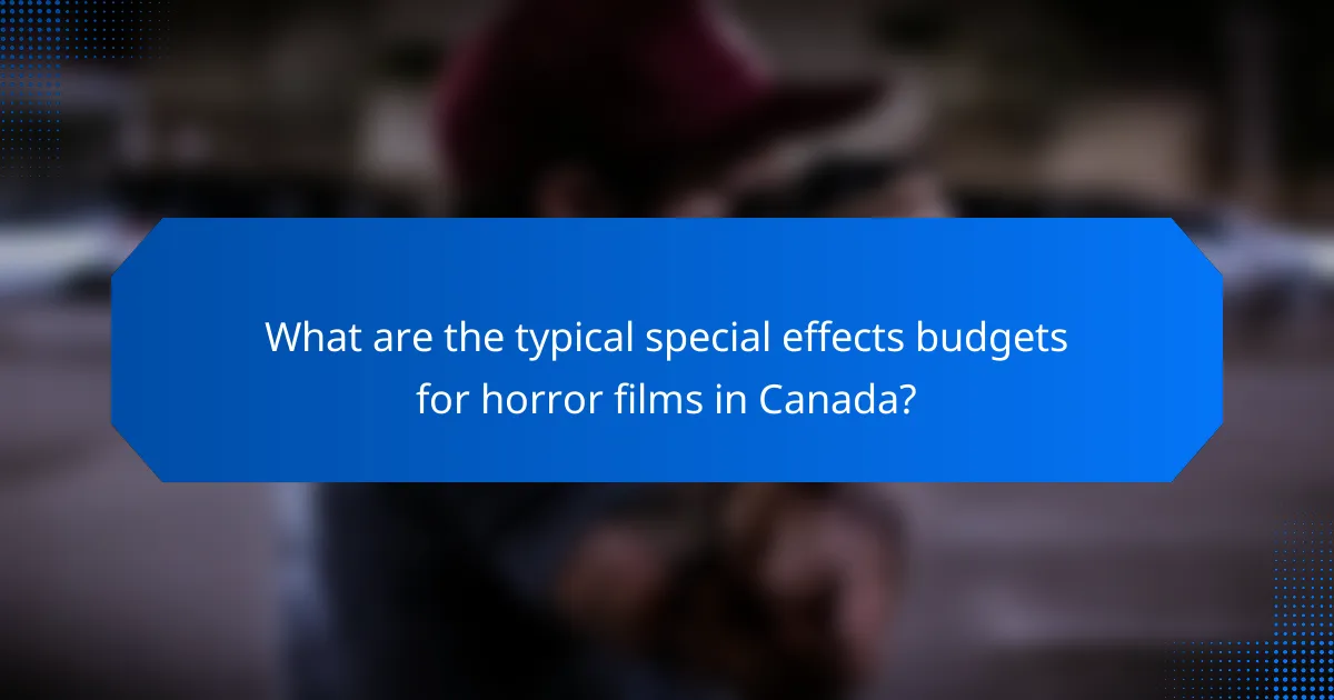 What are the typical special effects budgets for horror films in Canada?