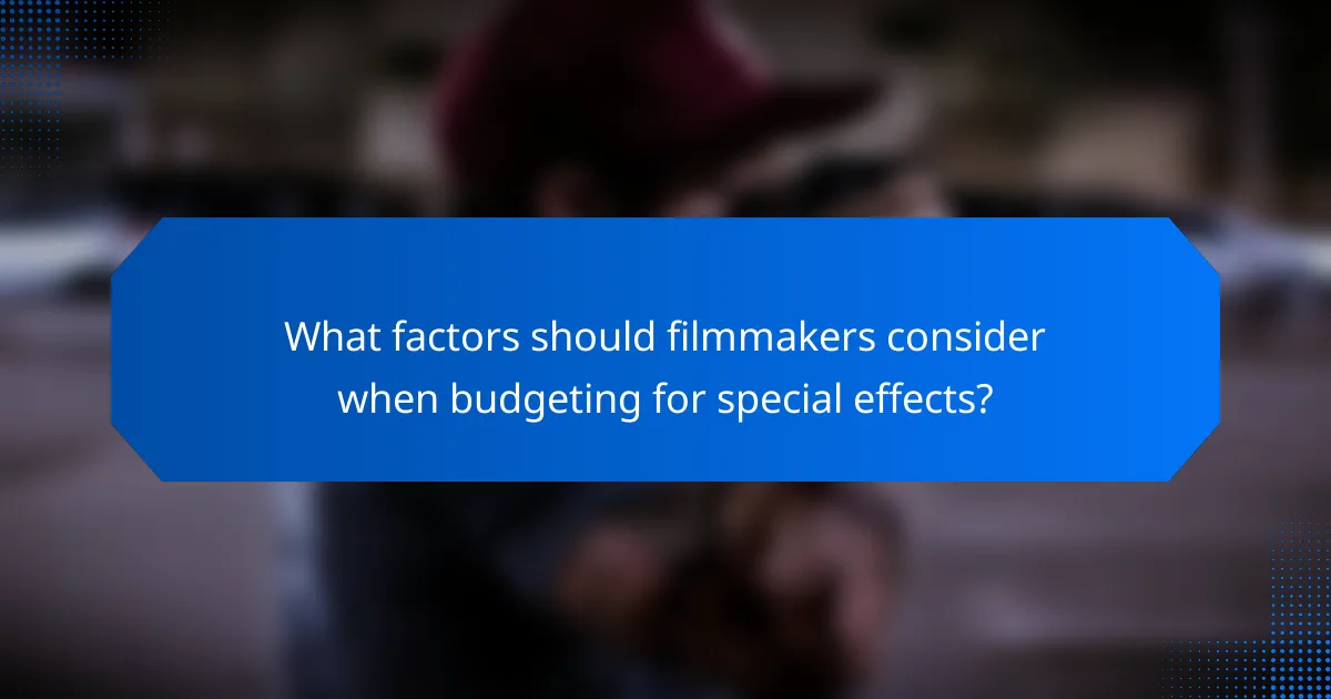 What factors should filmmakers consider when budgeting for special effects?