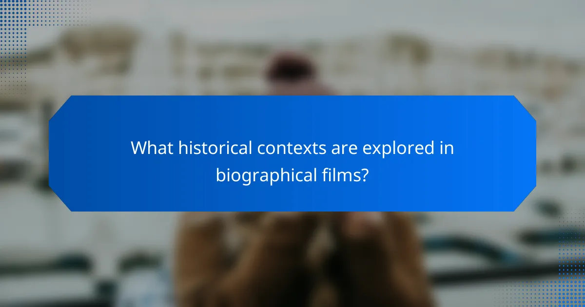 What historical contexts are explored in biographical films?